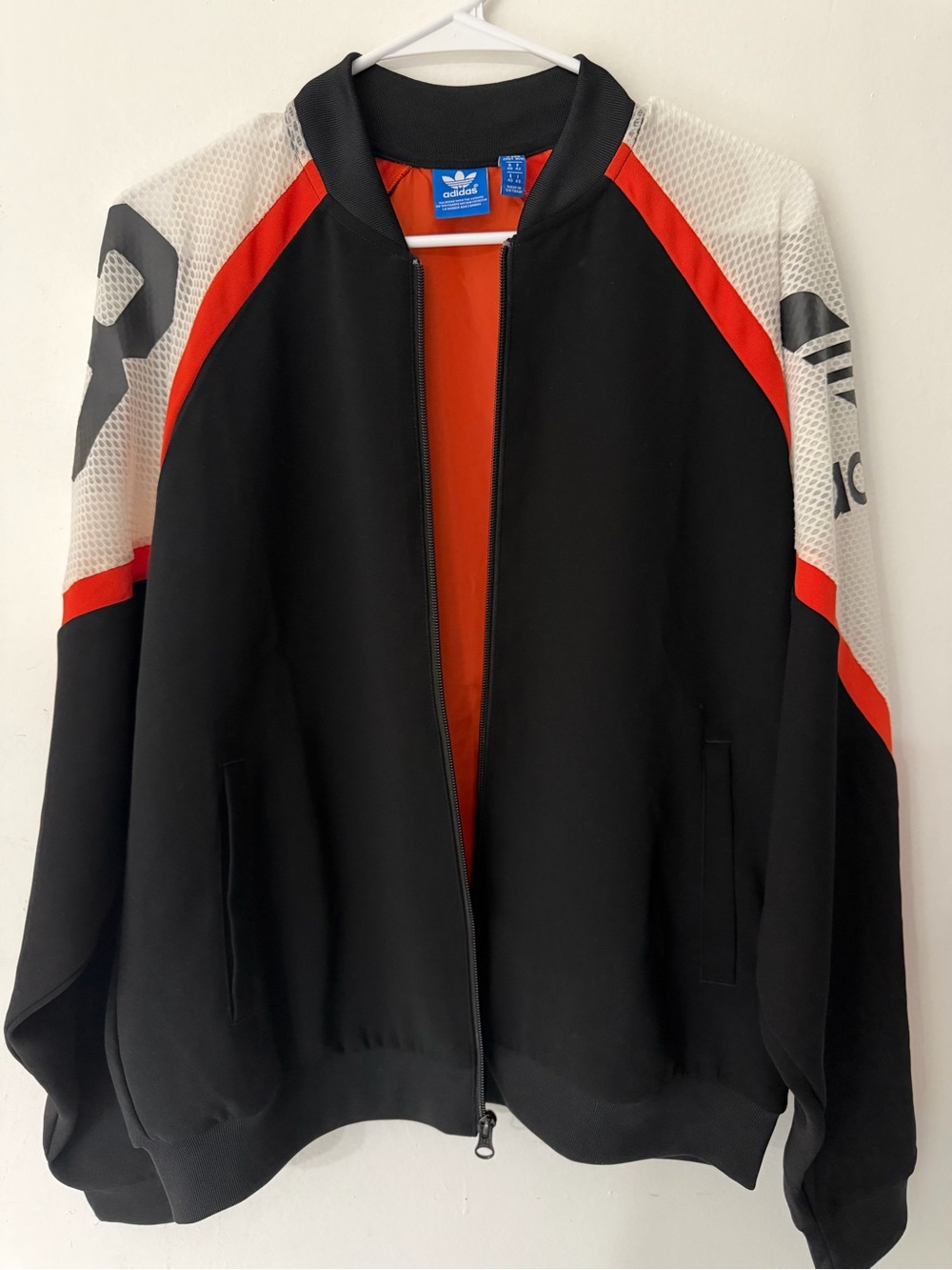 Adidas Originals Trefoil Bomber Jacket Black Orange Mesh | Unisex M